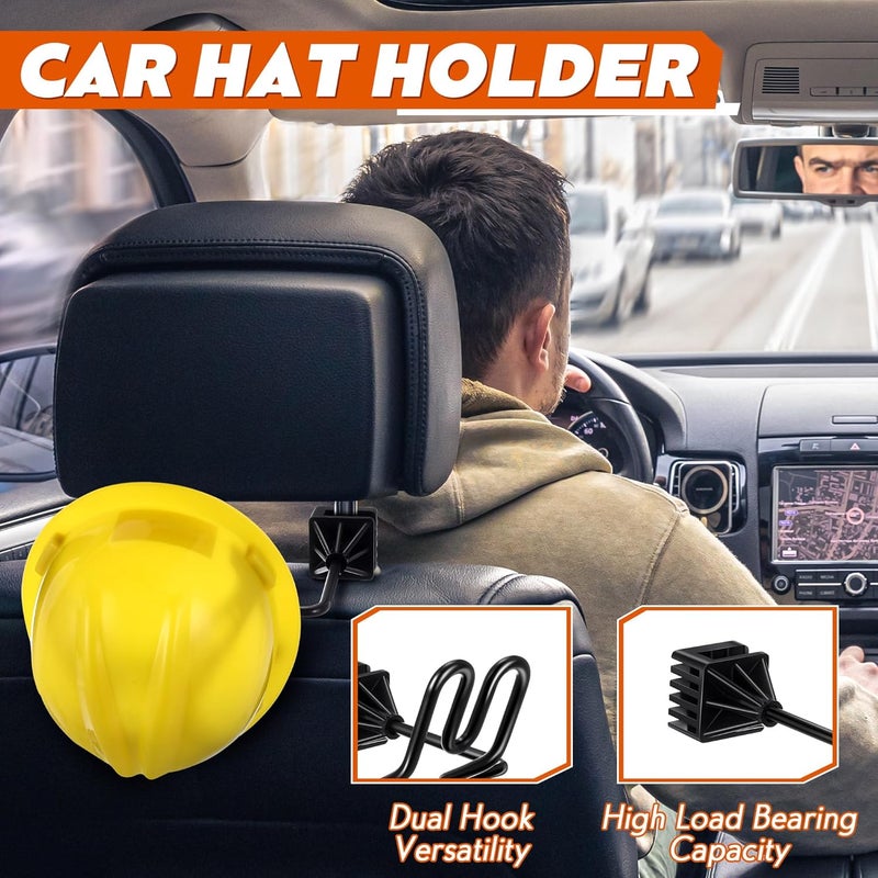 Feekoon 1 Pcs Hard Hat Holder for Truck, Hard Hat Accessories for Truck SUV Car Seat to Keep Cap Shape, Car Seat Back Organizers for Clothes Cowboy Caps (Black) - Image 3